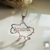 Кулон Контур карта України з надписом. Нержавіюча сталь. Колір срібло 